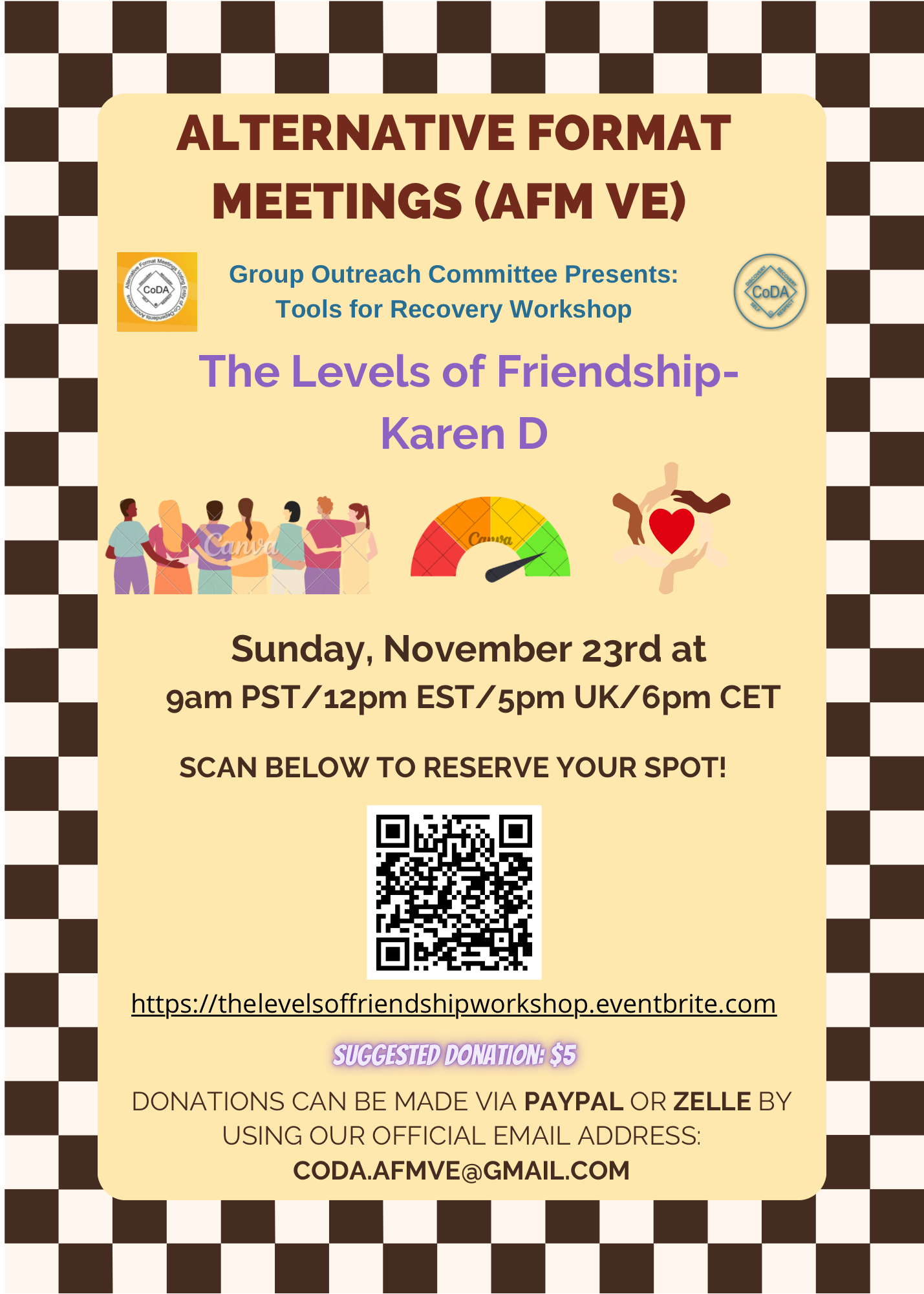 The Alternate Format Meetings Group Outreach Committee Presents... Tools For Recovery Workshop